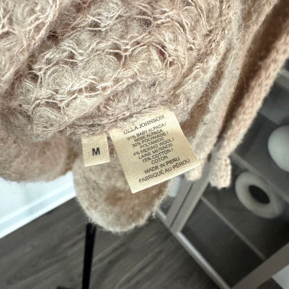 Ulla Johnson Camilla Frill Tan Baby Alpaca Ruffle Shoulder Sweater M Knit Top - Picture 7 of 7